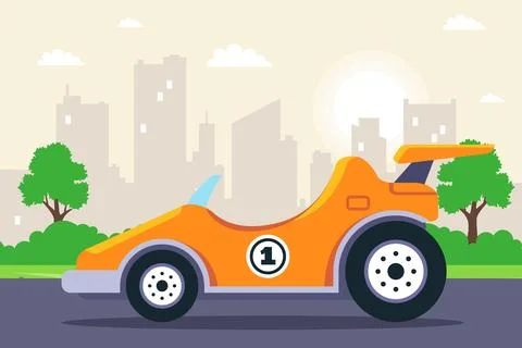 Orange racing car. Illustrazione stock