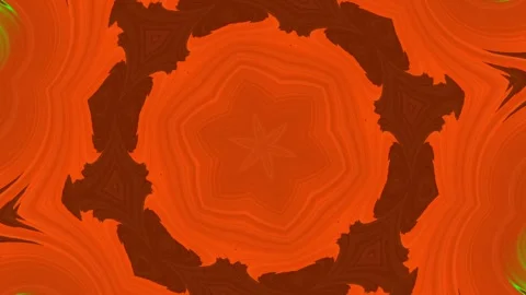 Orange radial kaleidoscope pattern with glowing abstract motion loop Stock Footage 336212385