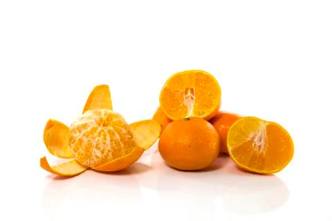 Orange raw sliced and in half as healthe nutricion food Stock Photos