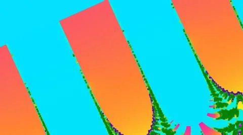 Orange rectangular abstract figures with green highlights on light blue Stock Photos