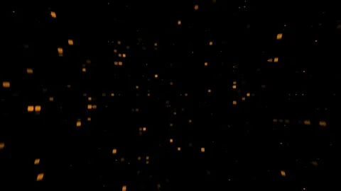 Orange rectangular digital particles moving in abstract space. Sci fi futuristic Stock Footage 327749610