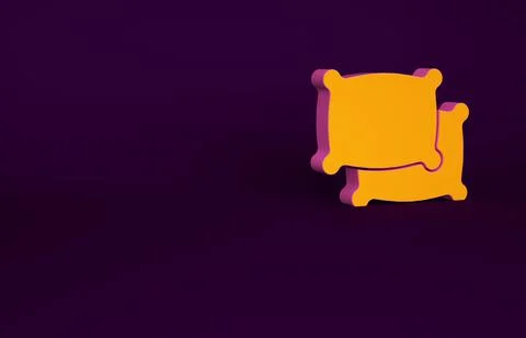Orange Rectangular pillow icon isolated on purple background. Cushion sign. M Stock Illustration