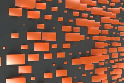 Orange rectangular shapes of random size on black background Stock Illustration