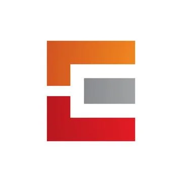 Orange Red and Grey Rectangular Letter E Icon Stock Illustration
