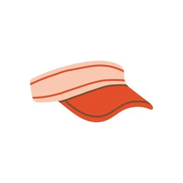 Orange red and peach sun visor cap vector illustration. Trendy summer active Stock Illustration