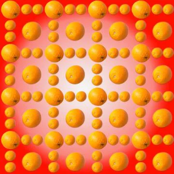 Orange on red and white background, pattern, wallpaper, top view, fl Stock Illustration