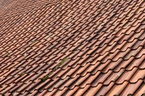 Orange red ceramic tiles. Foto stock