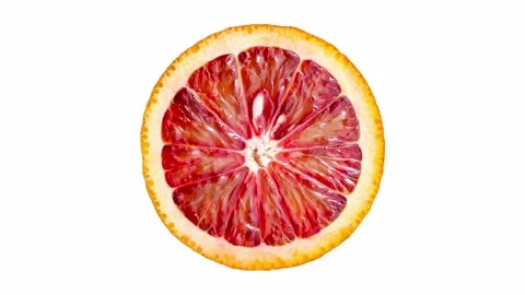 Orange red cut in half, rotating on white background 스톡 동영상 242358388