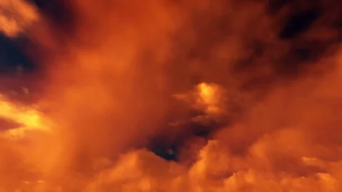 Orange red dramatic apocalyptic toxic sunset fiery fantasy clouds seamless loop Vidéo 80801200