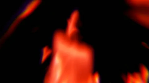 Orange Red Fire Flames Rising Fast Blurred Motion on Black Background Видео 347788607