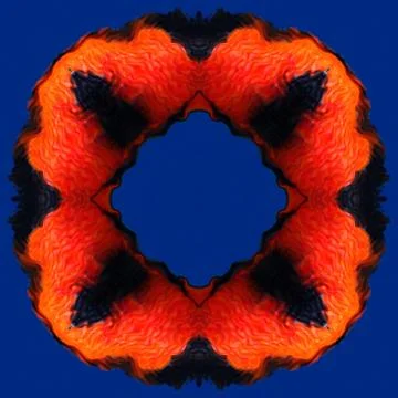 Orange red flame in the frame pattern isolated on the blue background Stock Illustration