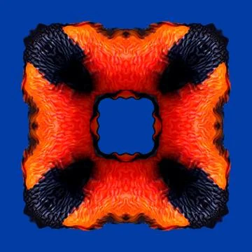 Orange red flame frame pattern isolated on the blue background Stock Illustration