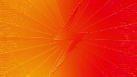 Orange red lightning bolt background comic energy rays, halftone dots, warm grad Stock Footage 340398403