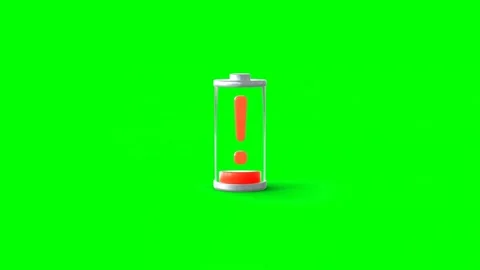 Orange to Red Low Battery Alert on Green Background With an Exclamation Mark Video stock 303141444