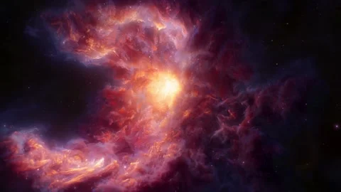 Orange-red nebula in space, colorful nebula in distant galaxy Stock Footage 151571834