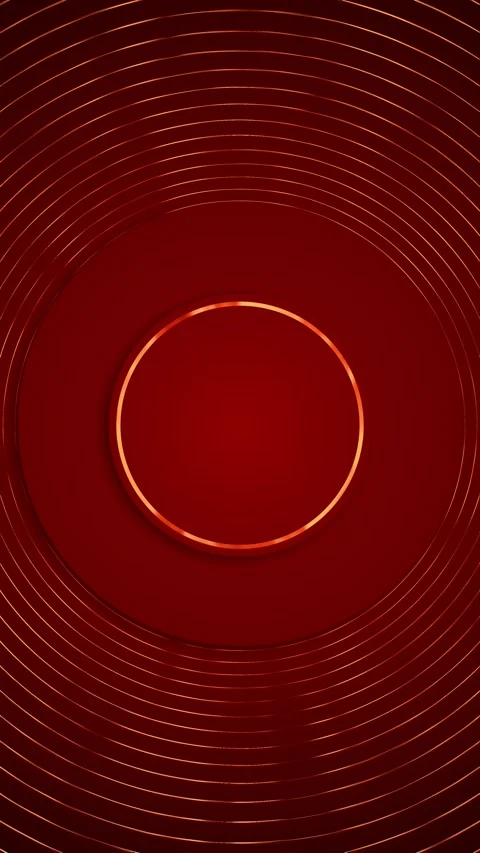 Orange red radial rings background layered circular lines, dark center plate, an Stock Footage 340412542