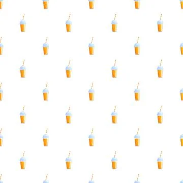 Orange refreshing drinks smoothie seamless pattern Stock Illustration