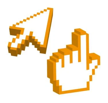 Orange regular arrow and index pointer isolated over white background Stock Illustration