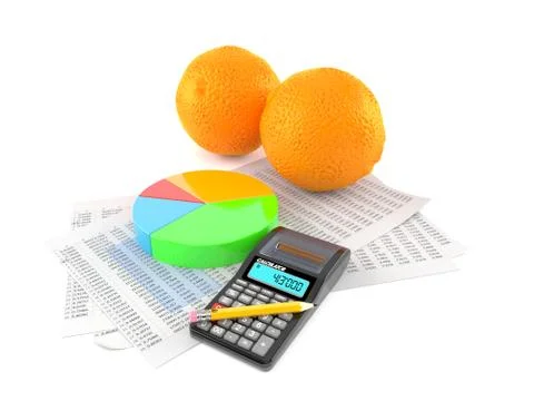 Orange with report and pie chart Stock Illustration