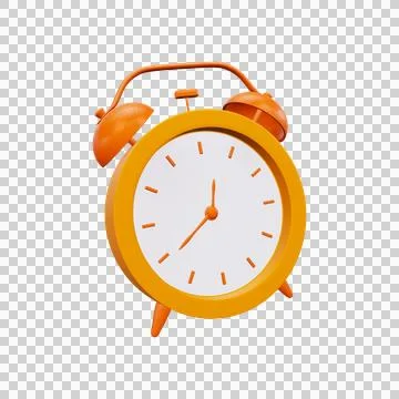 Orange retro alarm clock, 3D illustration Stock Illustration