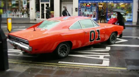 Orange retro car Video stock 10809889