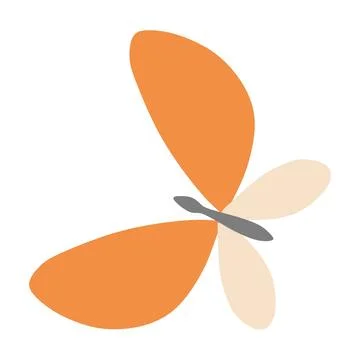 Orange Retro Flat butterfly Vector Illustration. Hand drawn garden insect i.. Stock Illustration