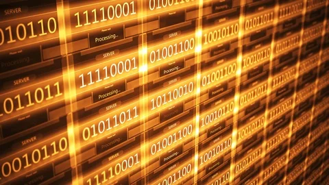 Orange retro network processing commands on a server - V1 Stock Footage 102004021