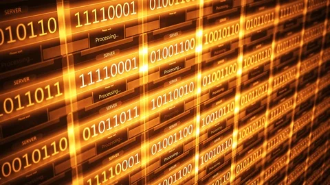 Orange retro network processing commands on a server - V3 Stock Footage 102004142