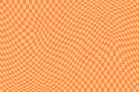 Orange retro psychedelic checkerboard pattern. Groovy funky textures. Stock Illustration