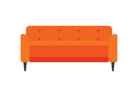 Orange retro sofa icon in flat style Stock-Illustration