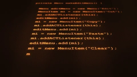 Orange Retro Software code typing out on screen V1 Stock Footage 101078454