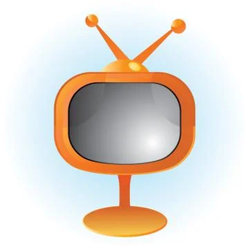 Orange retro television with reflections vector illustration Stock Illustration
