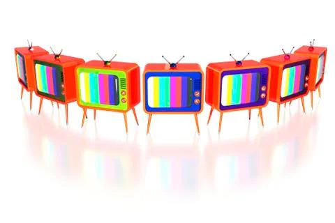 Orange retro tv's 스톡 일러스트