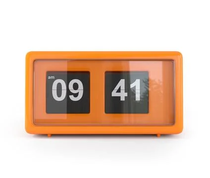 Orange retro vintage flip clock isolated on white background Stock Illustration