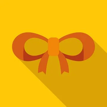 Orange ribbon bow with long shadow vector 스톡 일러스트