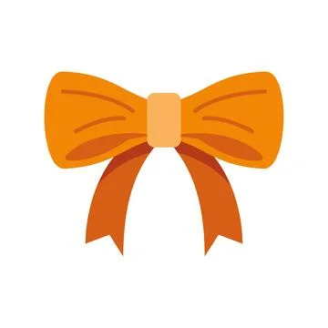 Orange ribbon bow vector icon for gifts 스톡 일러스트