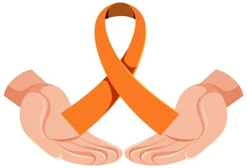 Orange ribbon leukemia awareness multiple sclerosis awareness malnutrition aw Stock Illustration