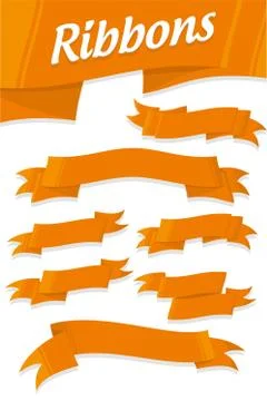 Orange ribbon set Stock Illustration