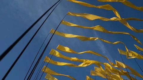 Orange ribbons are developing in the wind Stock Footage 127119758