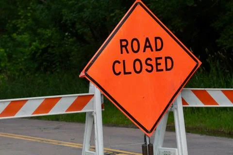 Orange Road Closed Stock Photos