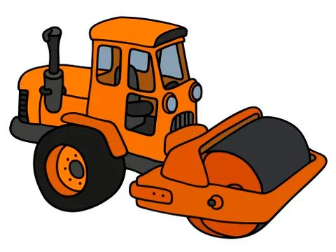 The orange road roller Stock Illustration