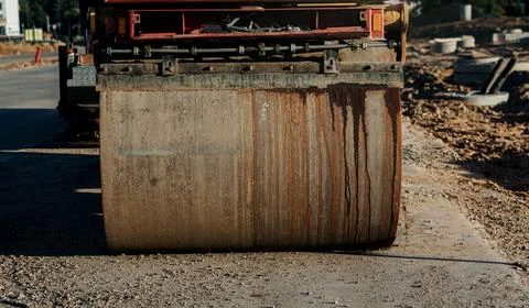 Orange road-roller Stock Photos