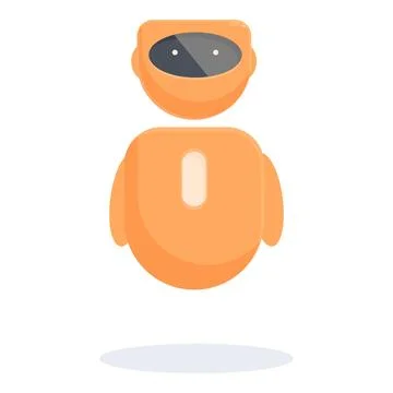 Orange robot hovering with arms at its sides Stock Illustration