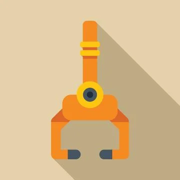 Orange robotic arm picking up object with long shadow イラスト素材