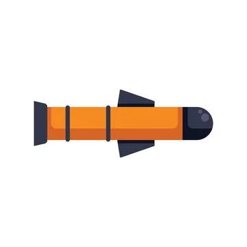 Orange rocket flying with black nose and fins Stock Illustration
