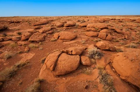 Orange rocks in the desert Stock Photos