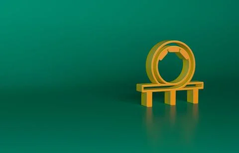 Orange Roller coaster icon isolated on green background. Amusement park Stock Illustration