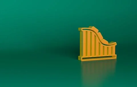 Orange Roller coaster icon isolated on green background. Amusement park 스톡 일러스트