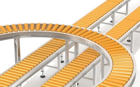 Orange Roller Conveyor System. Stock Illustration