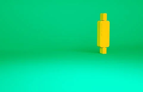Orange Rolling pin icon isolated on green background. Minimalism concept. 3d  Illustration